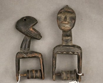 BURKINA FASO LOBI BATEBA PEOPLE HEDDLE PULLEYS, - Height: 6.5 inches.