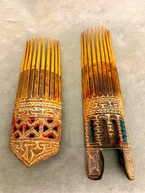 PAPUA NEW GUINEA MOROBE PROVINCE BAMBOO COMBS. - Length: 8 to 10 inches.