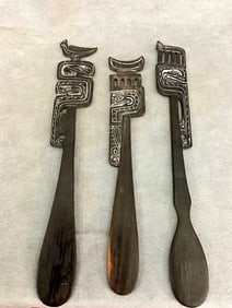 PAPUA NEW GUINEA LIME SPATULAS. - Length: 10.5 inches.