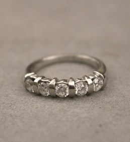 PLATINUM (950) AND DIAMOND BAND, By ZEI - Ring size 7. Gross wt. 4.5 dwt.
