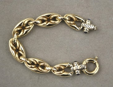 ITALIAN 14K GOLD CONTEMPORARY DESIGN FLEXIBLE-LINK BRACELET, - L: 8 1/2 in. W: 3/8 in. Gross wt. 1