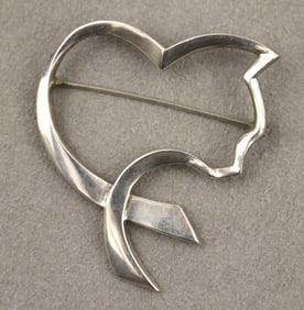 SIGNED PALOMA PICASSO FOR TIFFANY & CO. STERLING SILVER SQUIGGLE HEART PIN,