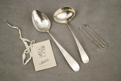 THREE ITEMS SILVER FLATWARE, - Spoon, L: 8 1/4 in. Wt. 3.4 troy oz.