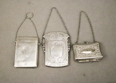 VICTORIAN CHASED SILVER HINGED-TOP CARD CASE ENGRAVED "M.M. ROBINSON" , - Victorian case, 4 in. x 2