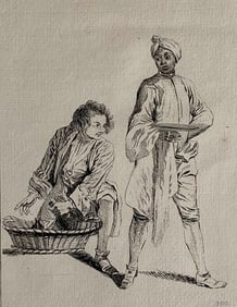 FRANCOIS BOUCHER (French, 1703-1770). A Black Young Man Carrying a Tray, circa 1717-1728, Etching by