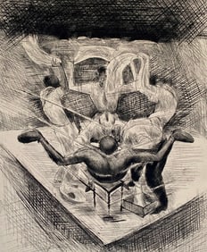 ANDRE DUNOYER DE SEGONZAC (French, 1884-1974). Boxe - Combat de Sam Mac Vea contre Sam Langford,