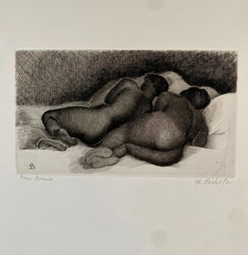 PIERRE DUBREUIL (French 1891-1970). Les Deux Négrettes (The two Black girls), Etching or drypoint.