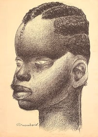 AUGUSTE MAMBOUR (Belgian, 1896-1968). Tête de jeune fille (Head of a Young Girl), Lithograph.