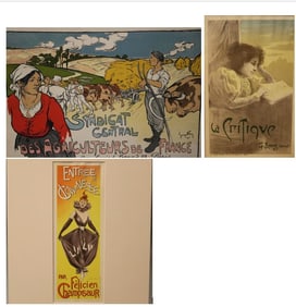 THREE SMALL-SCALE FRENCH LITHOGRAPHIC POSTERS, 19TH / 20TH century. - various mat openings; approx: