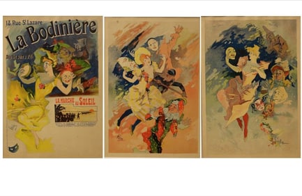 THREE SMALL-SCALE FRENCH LITHOGRAPHIC POSTERS, 19TH / 20TH century. - various mat openings; approx: