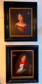 FOLLOWER OF PIERRE MIGNARD (French, 17th century). Pair of Portraits - A Lady and a Gentleman, Oil