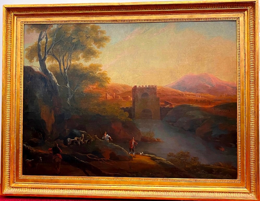 FOLLOWER OF CARLO ANTONIO TAVELLA (Italian, 18th century). Italianate River Landscape with Herdsmen (1 of 20)