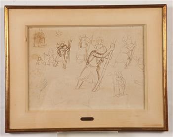 ATTRIBUTED TO EDGAR DEGAS (French, 1834-1917). Studies for a Saint Christopher Carrying Christ and