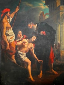 AFTER CRISTOFANO ALLORI (Italian, 17th century). The Hospitality of St. Julian, 19th century oil on