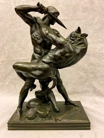 ANTOINE-LOUIS BARYE (French, 1796 - 1875). Thesée Et Le Minotaure (Theseus and the Minotaur),