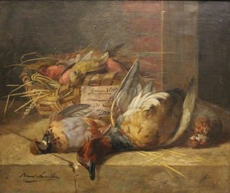 ALFRED-ARTHUR BRUNEL DE NEUVILLE. (French, 1852-1941). Still Life of Death Game. Signed lower left.