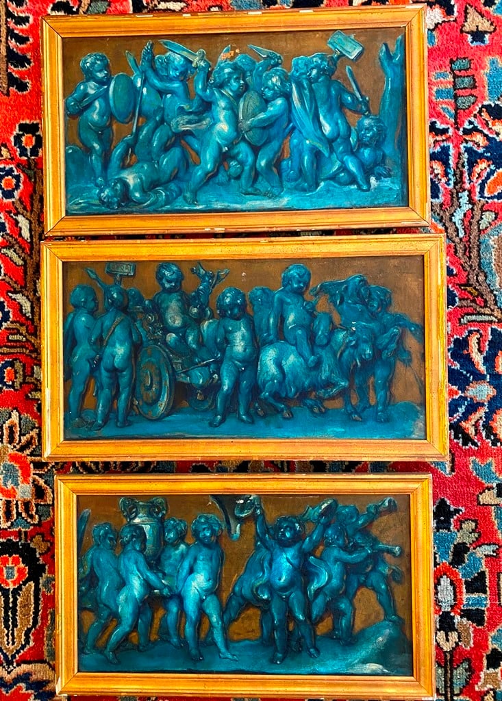 NORTHERN CONTINENTAL SCHOOL (18th century). Trompe l'Oeil Bronze Reliefs of Putti Bacchanales and (1 of 18)