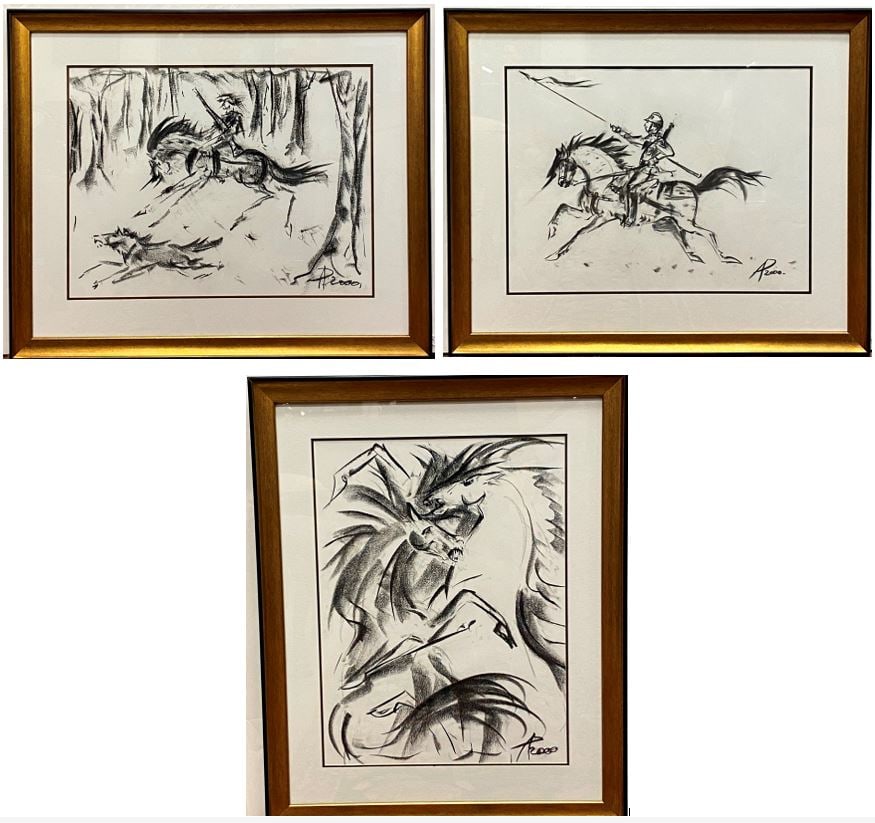 ANDRZEJ PITYNSKI (Polish / American, 1947–2020). Three Works: Two Mounted Knights and a Fierce (1 of 20)