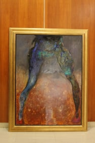 GAIL DEBORAH CATLIN (South African, born 1948). Lava Dancer, Mixed media on board. Signed lower left