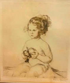 ETIENNE ADRIEN DRIAN (French, 1885-1961). Portrait of a Child, Etching on paper.  Pencil signed