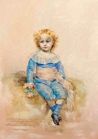 MADELEINE LEMAIRE (French, 19th century). Portrait of 9 year old James Baigneres, 1833, Portrait of