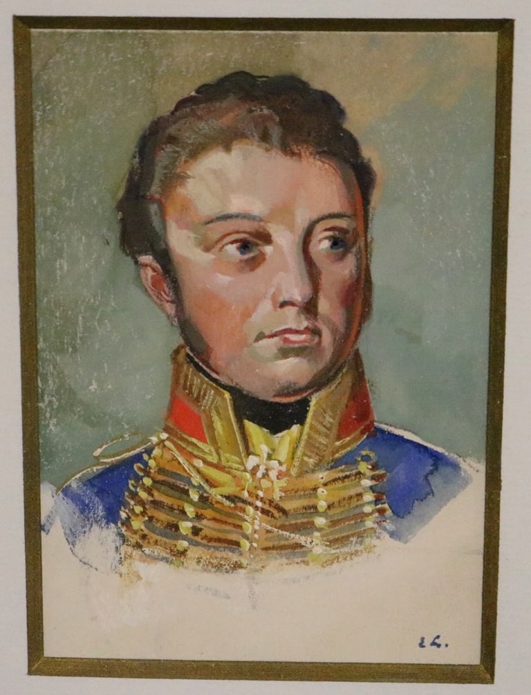 ERNST LIEBENAUER (Austrian, 1884-1970). Joseph Radetzky von Radetz, Watercolor portrait of Austrian (1 of 18)