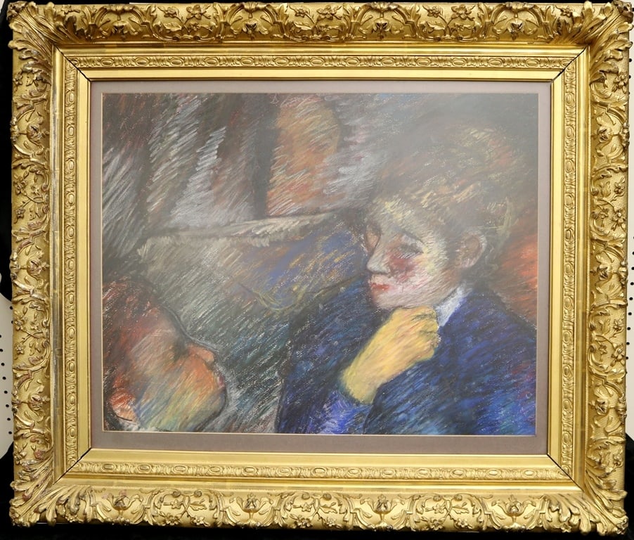 AFTER EDGAR DEGAS (French, 19th / 20th century). The Young Visitor, Pastel on paper. Unsigned.: AFTER EDGAR DEGAS (French, 19th / 20th century). The Young Visitor, Pastel on paper. Unsigned. Framed. - Sight: 19.5 x 24.5 inches; frame: 30 x 35 inches