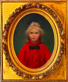 ATTRIBUTED TO PAUL EDOUARD ROSSET-GRANGER (French, 1853 - 1942). Girl sporting a Black Bowtie, Oil