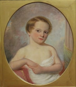BRITISH SCHOOL (18th / 19th century). Portrait of a Young Boy, Oil on canvas. Unsigned. Presented in