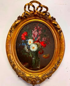 FOLLOWER OF ANNE VALLYER-COSTER (19/20th century). Flowers in a Glass Vase with Shells on a Ledge,