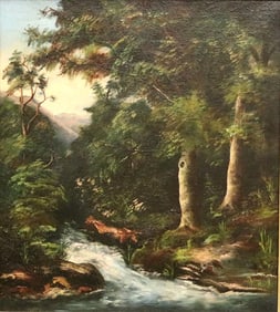 AFTER HERMANN OTTOMAR HERZOG (German / American, 19th / 20th century). Woodland Stream, Oil on