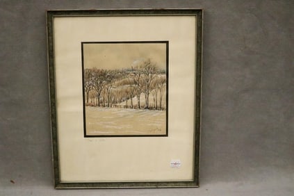 AMERICAN SCHOOL (20th century). Trees in Winter, 1976, Mixed media on paper (pencil, ink,