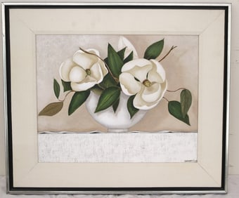 ANAMARIO HERNANDEZ (Mexican / American, 20th century). Ephemeral Blossom: Magnolias, 1995, Oil on