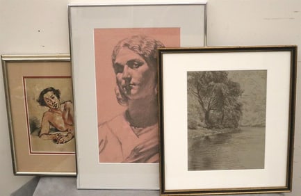 TED SETH JACOBS (American, 1927 - 2019). Three works: "Young Woman," "Sabina," and "River Bank," and