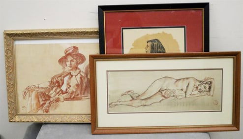 TED SETH JACOBS (American, 1927 - 2019). Three works: "The New Hat," Serita," and "Contemplation.",