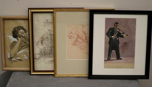 TED SETH JACOBS (American, 1927 - 2019). Four works: "Woman Reading a Book," "Central Pak, NY,"