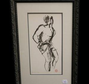 AMERICAN SCHOOL (20th century). Nude, 1961, Watercolor on paper. Illegibly signed and dated 1961