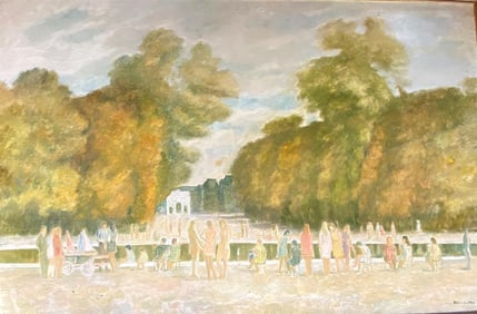 JOSE FABRI-CANTI (French, 1910-1994). PARK SCENE WITH FIGURES, signed lower right. Oil on canvas