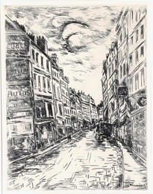 MAURICE DE VLAMINCK. Rue de la Glaciere, circa 1937, Etching. Plate signed. Framed. Not examined out