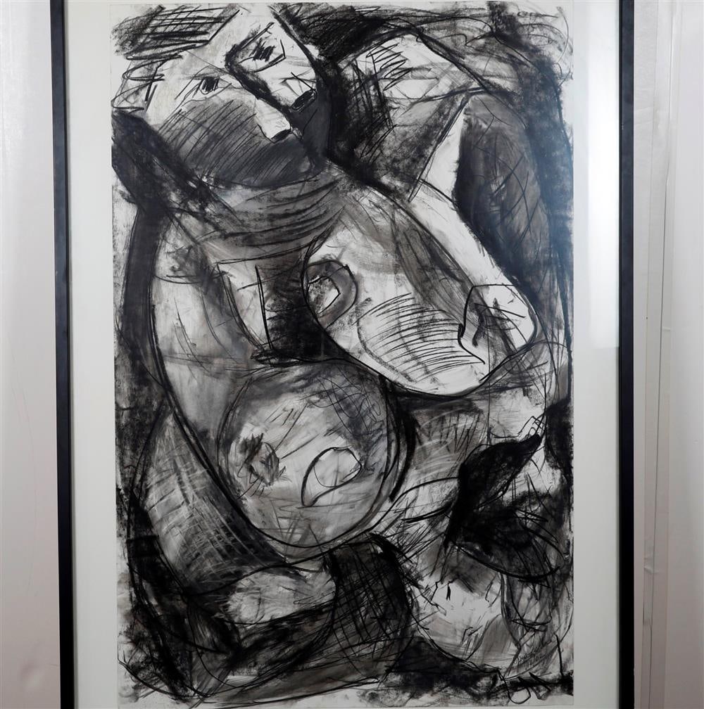 AMERICAN SCHOOL (20th century). Women, Mixed media on paper. Illegibly signed lower right hand (1 of 3)