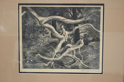 LAWRENCE BEALL SMITH (American, 1909 - 1995). Forest Flight, circa 1949, Lithograph on paper. Pencil