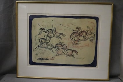 NISSAN ENGEL (Israeli, 1931-2016). SOLDIERS ON HORSEBACK, Limited edition print number 88 of an