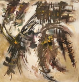 ROSEMARIE HAHN (German-American, 1931-2007). Abstract in Brown Palette, 1975, Oil on canvas. Signed