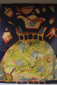 NEENA F. BIRCH. (American, 1942-2012; active Alaska and Maryland). TEA TIME, Painting with collage.