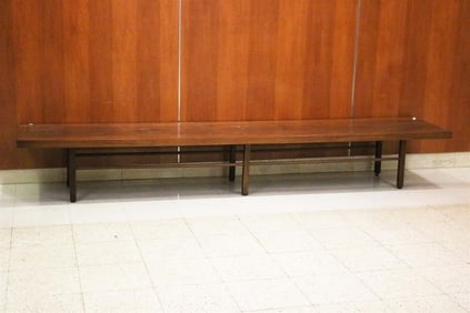 MID-CENTURY MODERN MILO BAUGHMAN FOR THAYER COGGIN WALNUT SLAB-TOP LOW RECTANGULAR TABLE. Six