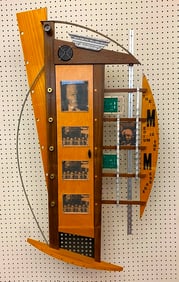 CONTEMPORARY ARTISAN-CRAFTED "THE MEDIUM IS THE MESSAGE" WALL-MOUNTED, ONE-DOOR CD CABINET WITH