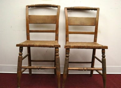 SET EIGHT AMERICAN MAPLE RUSH SEAT SIDECHAIRS. early-to-mid 19th century.
