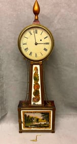 AMERICAN FEDEARAL MAHOGANY BANJO WALL CLOCK, early 19th century. - H: 33 in.