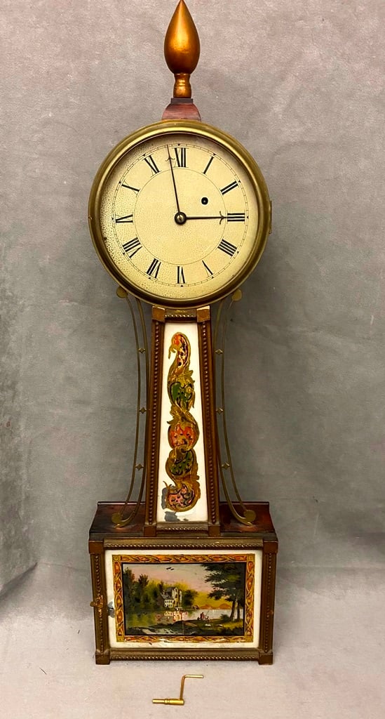 AMERICAN FEDEARAL MAHOGANY BANJO WALL CLOCK, early 19th century. - H: 33 in. (1 of 19)