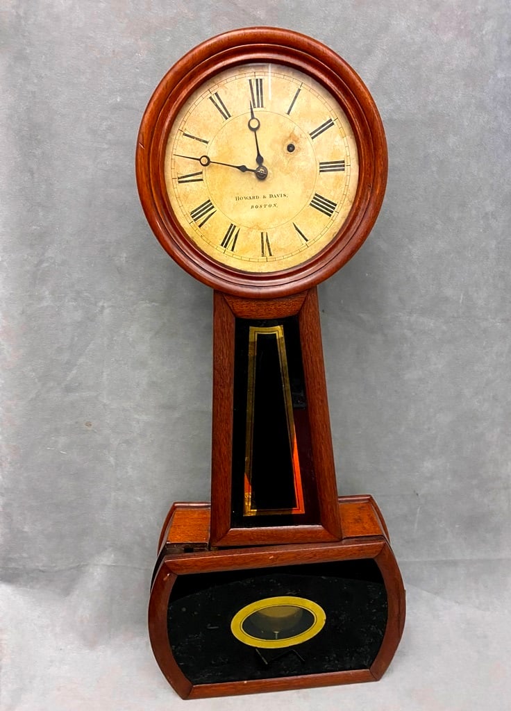 HOWARD AND DAVIS, BOSTON, PENDULUM WALL CLOCK, 19th century. - H: 32 in. (1 of 15)